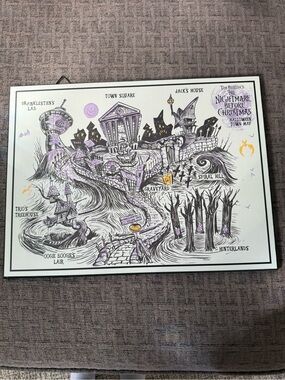 Spirit Halloween Town Map Wall Art - Purple & Black